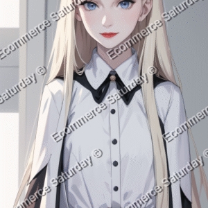 Lady in Monochrome – Elegant Anime Portrait with Victorian Flair